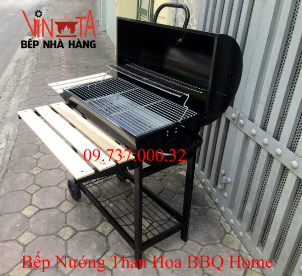 lò nướng than ngoài trời, bếp nướng bbq home chân cao có nắp đậy giá rẻ - Ảnh 5
