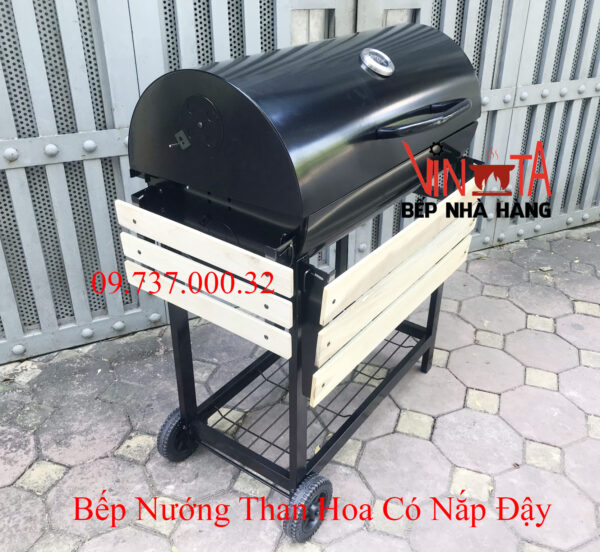 lò nướng than ngoài trời, bếp nướng bbq home chân cao có nắp đậy giá rẻ - Ảnh 6