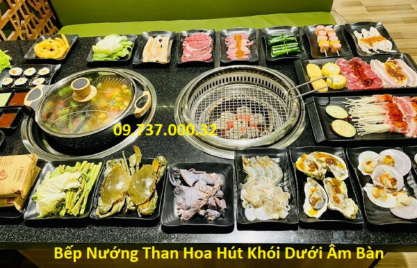 Bếp nướng BBQ hút âm, bếp nướng than hoa tại bàn không khói giá rẻ - Ảnh 5