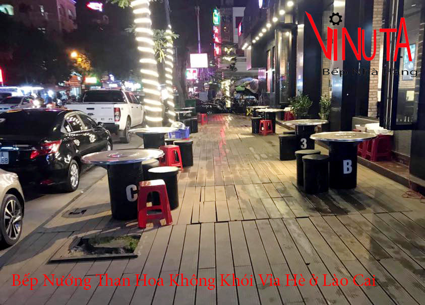 bếp nướng than hoa không khói vỉa hè ở Lào cai