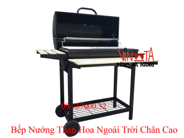 lò nướng than ngoài trời, bếp nướng bbq home chân cao có nắp đậy giá rẻ - Ảnh 8