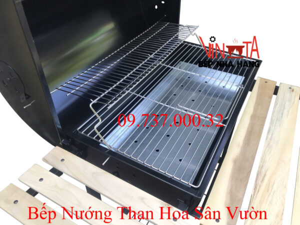 lò nướng than ngoài trời, bếp nướng bbq home chân cao có nắp đậy giá rẻ - Ảnh 9