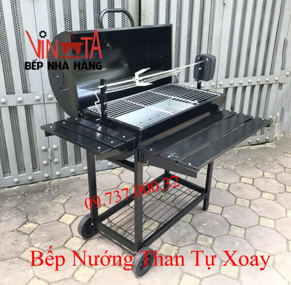 Bếp nướng than ngoài trời, lò nướng thùng phi tự xoay chân cao giá rẻ - Ảnh 3