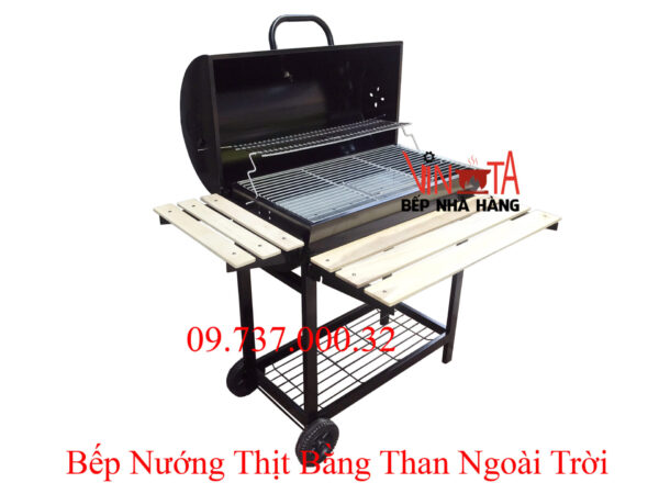 lò nướng than ngoài trời, bếp nướng bbq home chân cao có nắp đậy giá rẻ - Ảnh 10