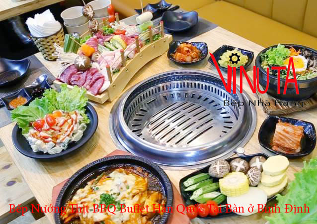 bếp nướng thịt bbq buffet hàn quốc tại bàn ở bình định