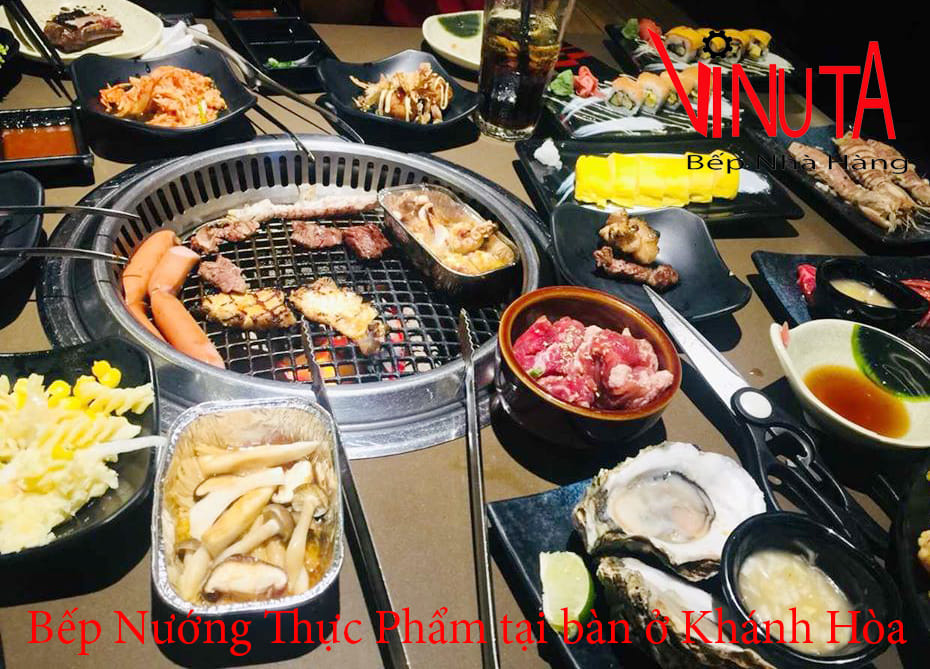 bếp nướng thực phẩm tại bàn ở khánh hòa