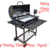 Bếp nướng than ngoài trời, lò nướng thùng phi tự xoay chân cao giá rẻ