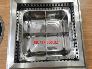 Bếp từ 4 vùng nấu, Bếp lẩu vuông âm bàn nhà hàng, lẩu nhà hàng 4 ngăn