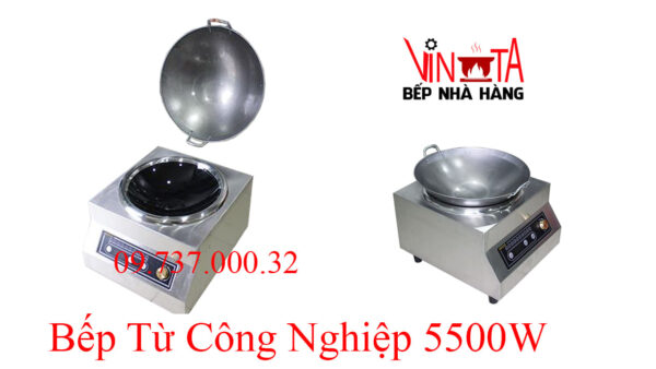 Bếp từ công nghiệp, bếp điện từ đơn mặt lõm dùng chảo công nghiệp 5500w - Ảnh 6