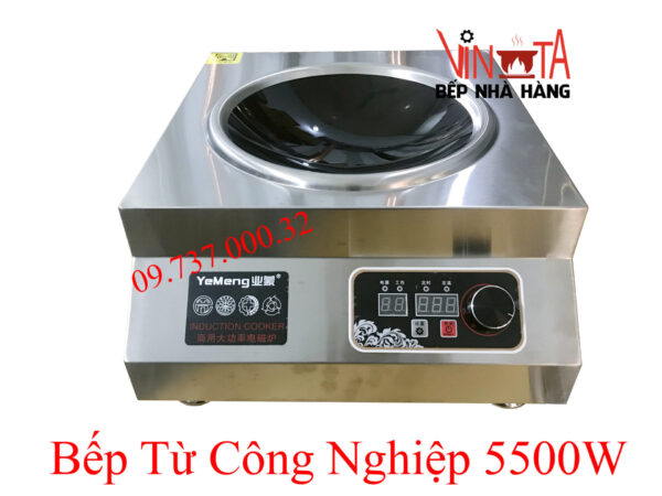 Bếp từ công nghiệp, bếp điện từ đơn mặt lõm dùng chảo công nghiệp 5500w - Ảnh 2