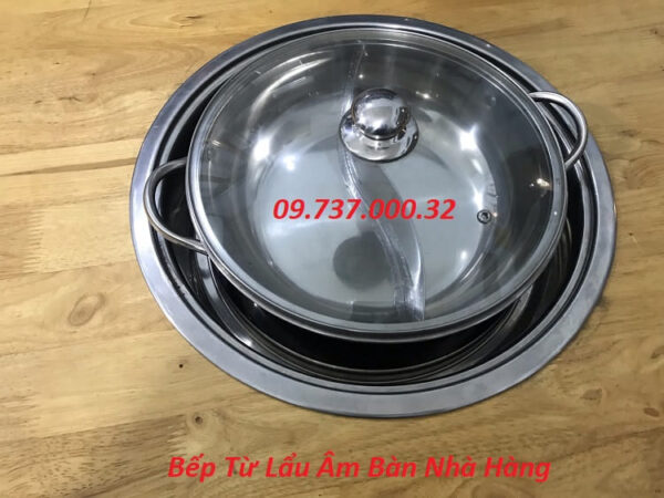 Bếp từ đơn tròn âm bàn,bếp lẩu nhà hàng, nồi lẩu tròn inox 2, 3, 4 ngăn - Ảnh 5