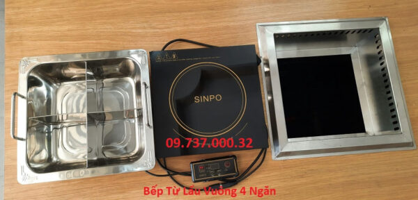 Bếp từ 4 vùng nấu, Bếp lẩu vuông âm bàn nhà hàng, lẩu nhà hàng 4 ngăn - Ảnh 5