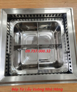 Bếp từ lẩu vuông nhà hàng, bếp từ âm bàn 2000w, nồi lẩu vuông 4 ngăn