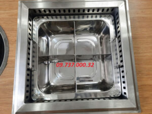 Bếp từ lẩu vuông nhà hàng, bếp từ âm bàn 2000w, nồi lẩu vuông 4 ngăn