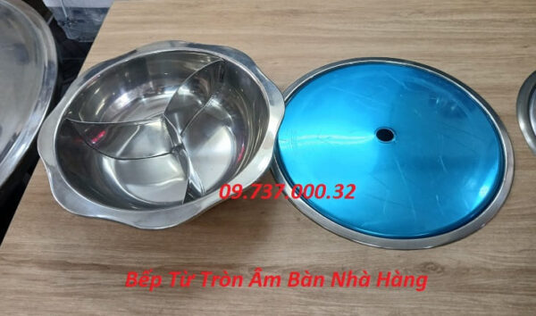 Bếp lẩu nhà hàng 3 ngăn, Bếp từ đơn tròn âm bàn nồi lẩu inox 3 ngăn - Ảnh 6