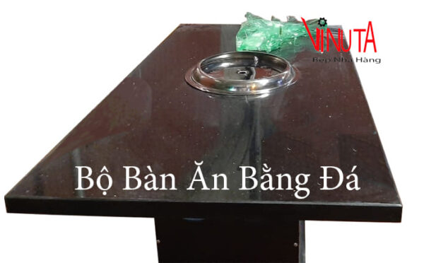 bàn bếp lẩu nướng mặt đá 4, 6 người | Bộ bàn ăn lẩu nướng mặt bàn đá nhà hàng - Ảnh 10