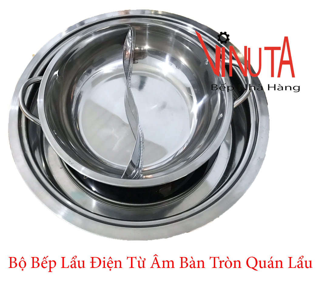 bộ bếp lẩu điện từ âm bàn tròn quán lẩu