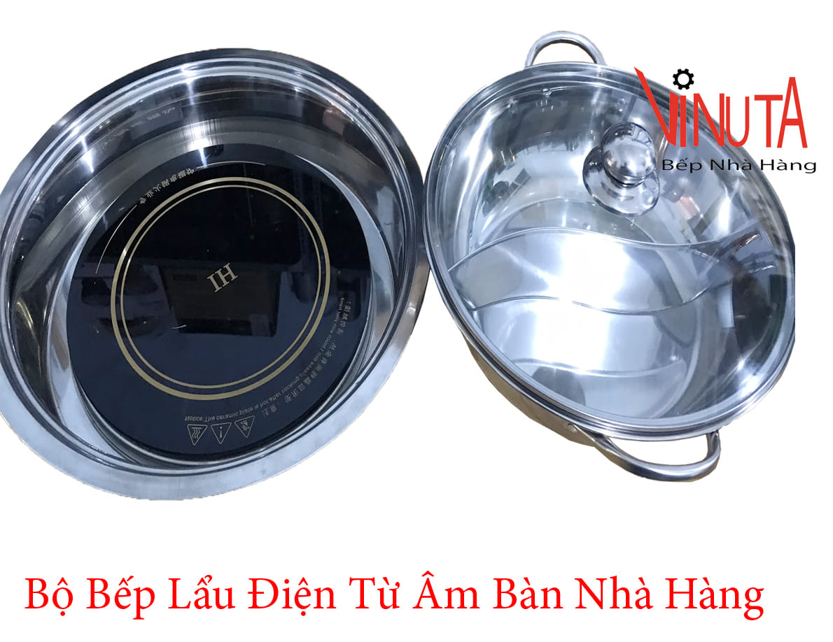 bộ bếp lẩu điện từ tròn âm bàn nhà hàng ở đắk lắk