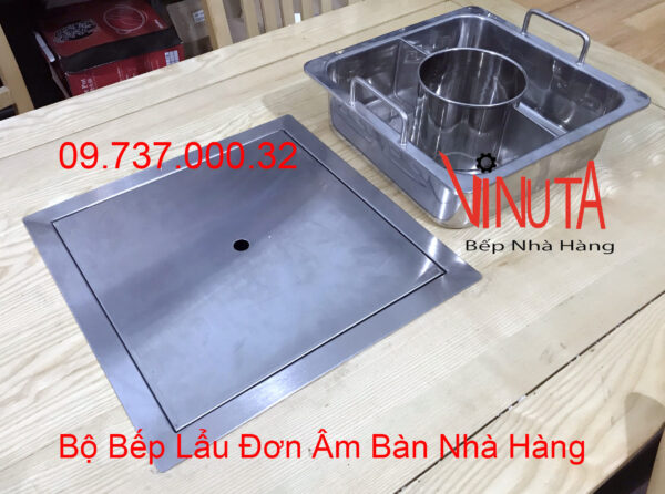 Nồi lẩu âm bàn 3 ngăn, bộ bếp lẩu điện từ hình vuông 3 ngăn 3000w - Ảnh 4