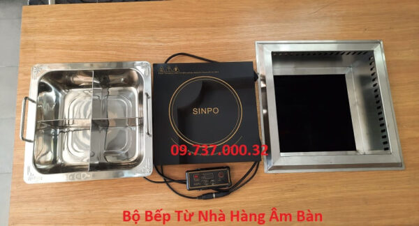 Bếp từ lẩu vuông nhà hàng, bếp từ âm bàn 2000w, nồi lẩu vuông 4 ngăn - Ảnh 6