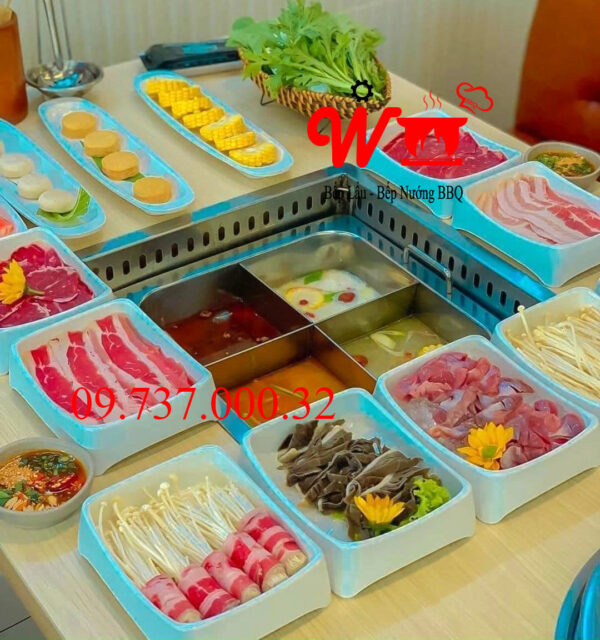 Bếp lẩu âm bàn 1,2,3,4 ngăn riêng biệt, SetUp Bộ bếp lẩu đặt âm bàn dùng cho Nhà Hàng, quán lẩu, gia đình - Ảnh 13