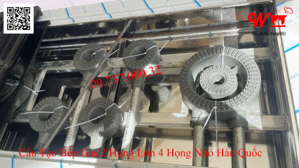 Bếp 2 họng lớn 4 họng nhỏ công nghiệp Hàn Quốc, bếp xào, Khè dùng Gas - Ảnh 8