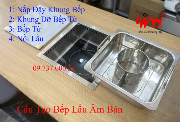 Bếp lẩu âm bàn 1,2,3,4 ngăn riêng biệt, SetUp Bộ bếp lẩu đặt âm bàn dùng cho Nhà Hàng, quán lẩu, gia đình - Ảnh 11