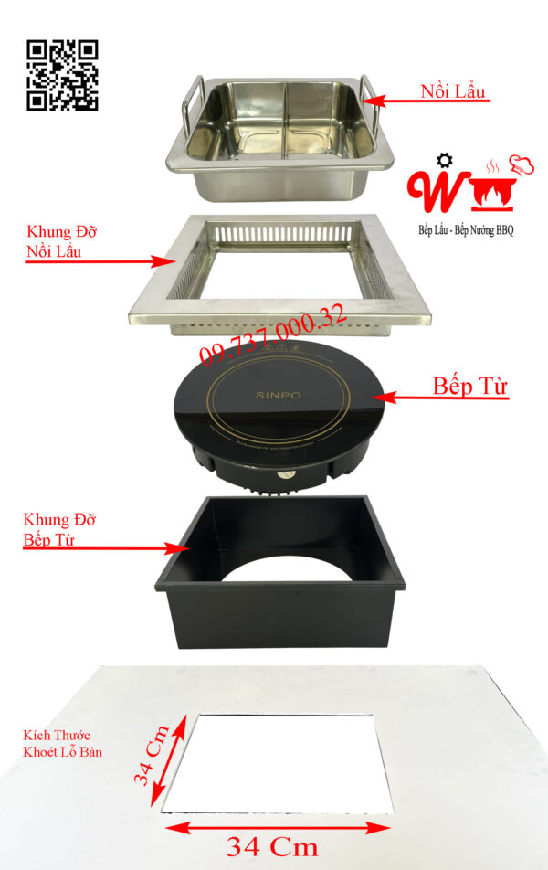 Bếp lẩu âm bàn mini dùng cho bàn 2-4 người, sang trọng, đẹp. - Ảnh 4