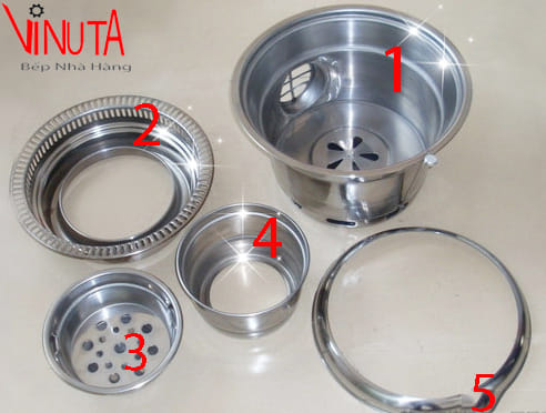 các bộ phận của bếp nướng than hoa âm bàn hút khói âm