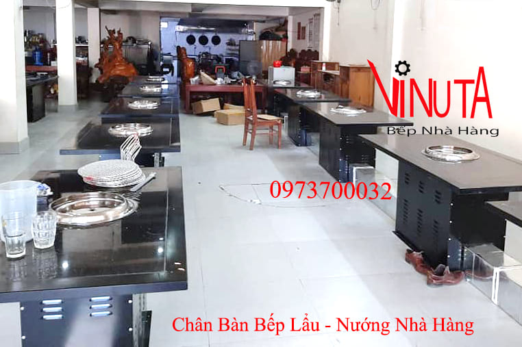 chân bàn bếp lẩu nướng nhà hàng