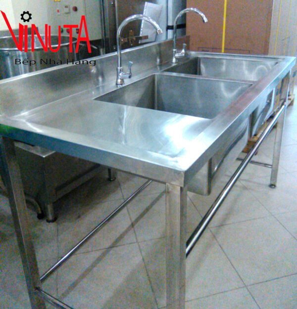 mua chậu rửa inox đôi kèm bàn nhà hàng, gia đình, bếp công nghiệp - Ảnh 12