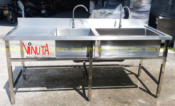 mua chậu rửa inox đôi kèm bàn nhà hàng, gia đình, bếp công nghiệp - Ảnh 10
