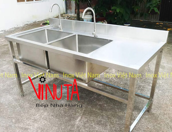 mua chậu rửa inox đôi kèm bàn nhà hàng, gia đình, bếp công nghiệp - Ảnh 2