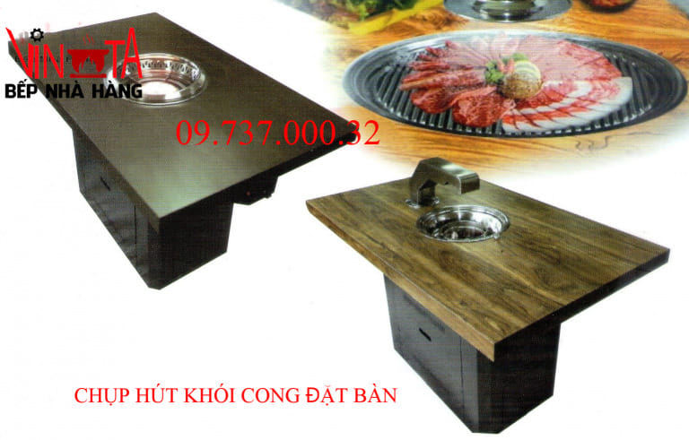 chụp hút khói cong đặt bàn