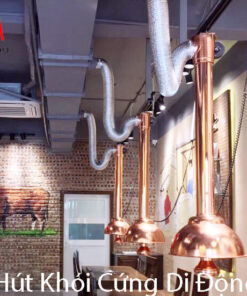 Chụp hút khói bếp nướng loại cứng màu đồng kèm chao đèn