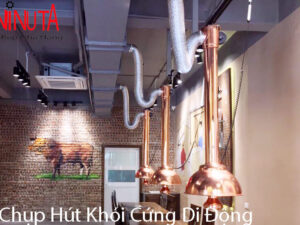 Chụp hút khói bếp nướng loại cứng màu đồng kèm chao đèn