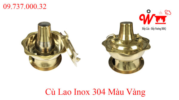 Lẩu cù lao inox 304 màu vàng hình cánh hoa, nồi lẩu cá dân ích, nồi lẩu bằng than - Ảnh 6