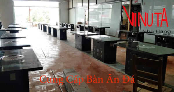 bàn bếp lẩu nướng mặt đá 4, 6 người | Bộ bàn ăn lẩu nướng mặt bàn đá nhà hàng - Ảnh 13