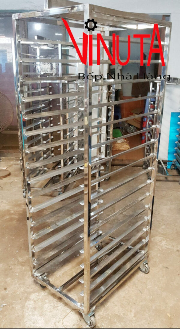 Xe để khay Cơm, Xe đẩy khay Cơm Inox 304 - Ảnh 8