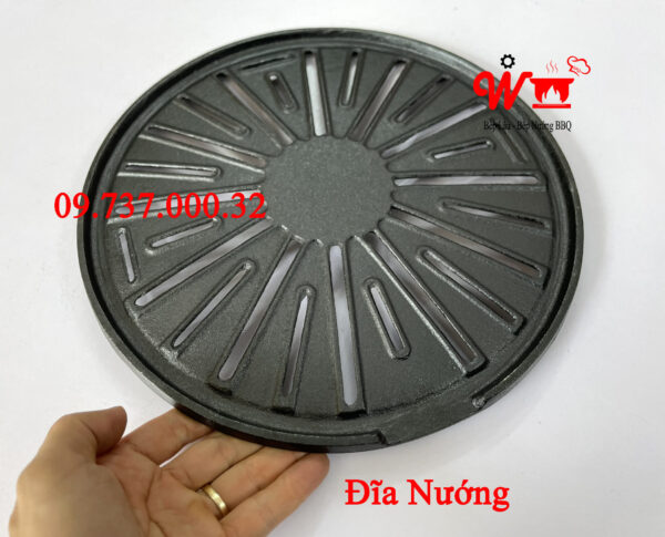 Đĩa Gang Nướng BBQ, Vỉ, Khay, Chảo bếp nướng than tròn tại bàn BBQ - Ảnh 5