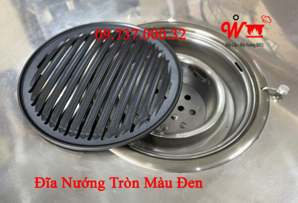 Khay nướng, đĩa, vỉ nướng gang tròn, màu đen dùng cho bếp nướng BBQ tại bàn - Ảnh 6