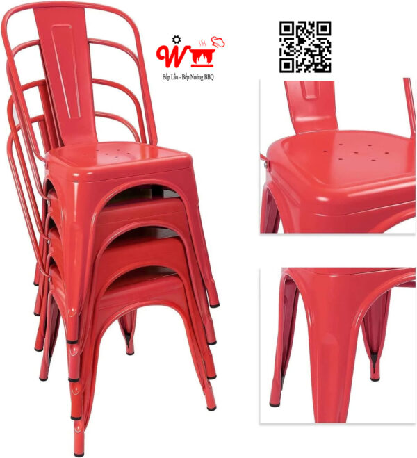 Ghế sắt có tựa lưng, sơn tĩnh điện có nhiều màu, xanh, đỏ, vàng, đen, trắng, nâu đất, ghi...đẹp, bền - Ảnh 11
