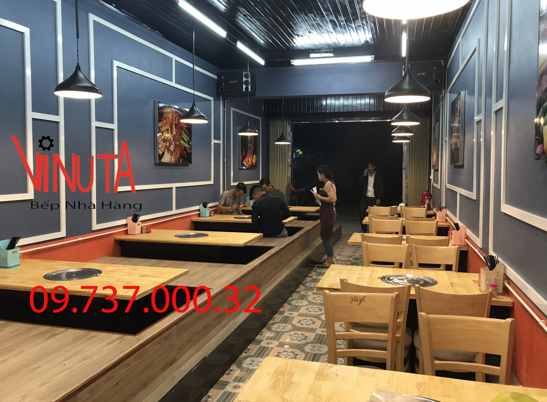 thiết kế nhà hàng nướng than hoa không khói bbq hàn quốc