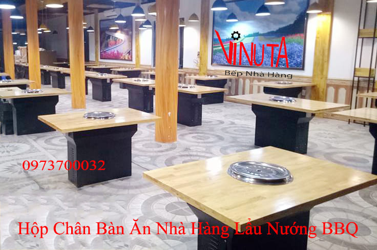 hộp chân bàn ăn nhà hàng lẩu nướng bbq ở bình định