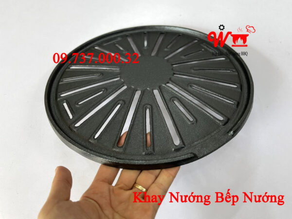Đĩa Gang Nướng BBQ, Vỉ, Khay, Chảo bếp nướng than tròn tại bàn BBQ - Ảnh 8