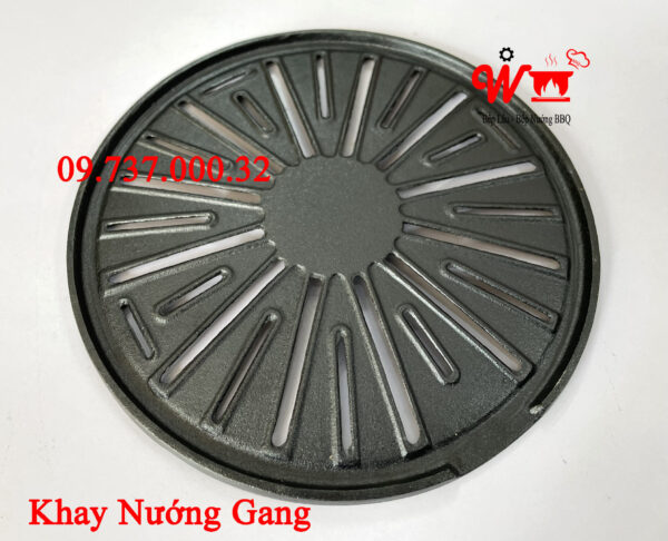 Đĩa Gang Nướng BBQ, Vỉ, Khay, Chảo bếp nướng than tròn tại bàn BBQ - Ảnh 9