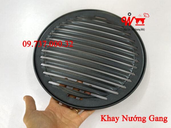 Khay nướng, đĩa, vỉ nướng gang tròn, màu đen dùng cho bếp nướng BBQ tại bàn