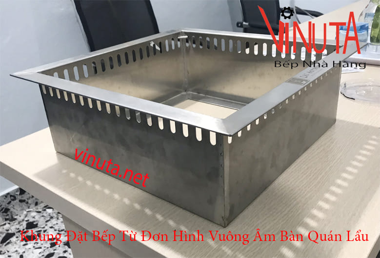 khung đặt bếp từ đơn hình vuông âm bàn quán lẩu