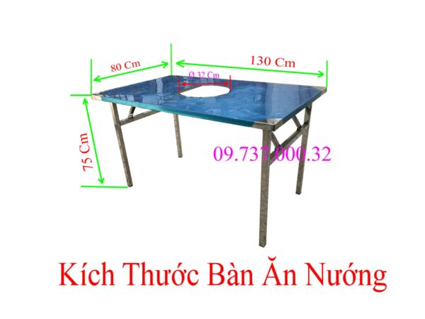 Bàn ăn lẩu nướng chân gập gọn, inox, dùng ngoài trời, vỉa hè, sân vườn - Ảnh 2