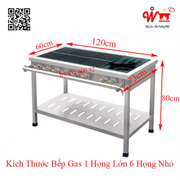 Bếp gas 1 họng lớn 6 họng nhỏ, bếp khè công nghiệp Hàn Quốc - Ảnh 9